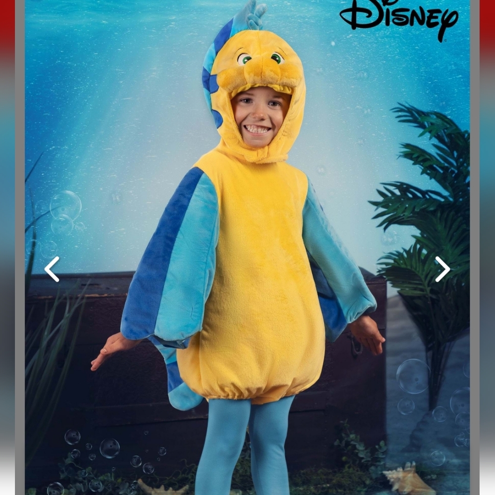 Disney Kids Flounder Costume - Bright Yellow and Ocean Blue